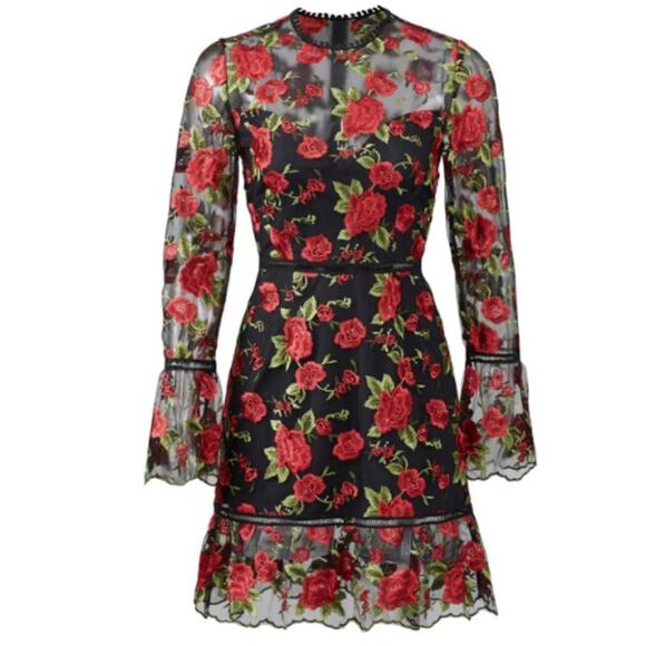 SAYLOR Rose Allison Dress in Black and Red Size Small - Picture 4 of 4